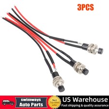 3-Pack Mini Push Button Pre-Wired Momentary OFF-ON Switch Plug 12V 5AMP SPST New