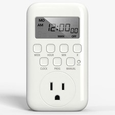 BN-LINK Indoor Digital Timer Outlet, Single 1Outlet,1-Pack, White  1pack  