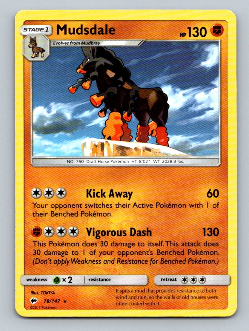 Pokemon Mudsdale SM - Burning Shadows 78/147 Near Mint NM