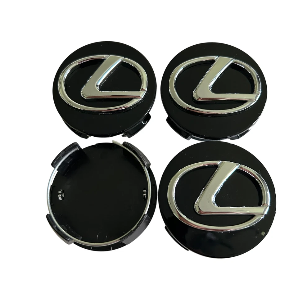 黑色雷克萨斯中心盖带镀铬标志徽章适用于 ES GS IS LC LS NX UX RX RZ — 第 2/4 张图片
