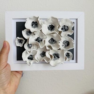 Modernes 3D Blumen Wandbild aus Ton Struktur Bild Handarbeit Wandbild Struktur