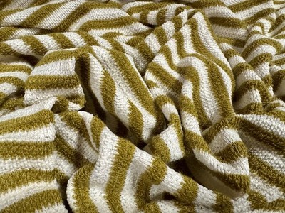 Strick Jersey Stoff, Meterware - Streifen - Senf & Creme