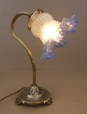 Lampe de bureau col de cygne bronze + tulipe bleu déco luminaire desk lamp