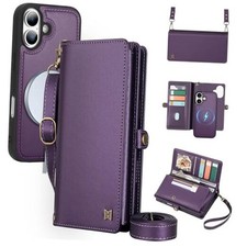 for Wallet Case Compatible with,Multi-Function Detachable 3 in iPhone 17 Purple