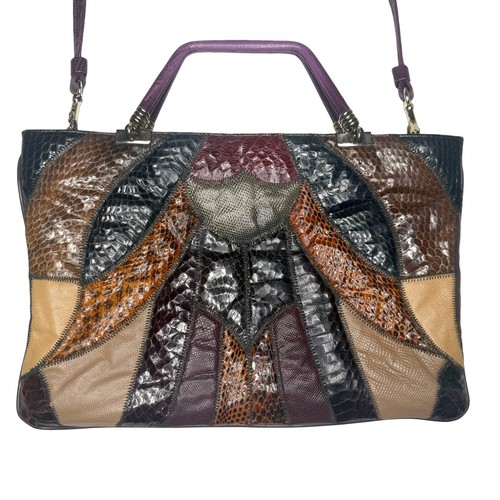 Vintage Original By Caprice Patchwork Snakeskin Leather Purse Bag Made In USA