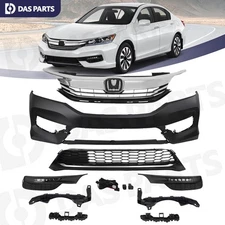 For 2016-17 Honda Accord Front Bumper Grille Set w/o Sensor Holes Chrome Grill