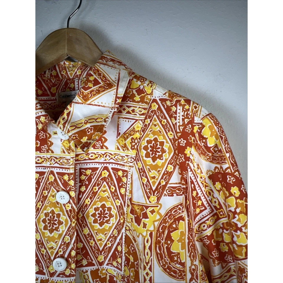 Chaqueta Blazer Coldwater Creek Vintage Talla 16 XL Abrigo Amarillo Naranja Bordado Foto 3 de 4