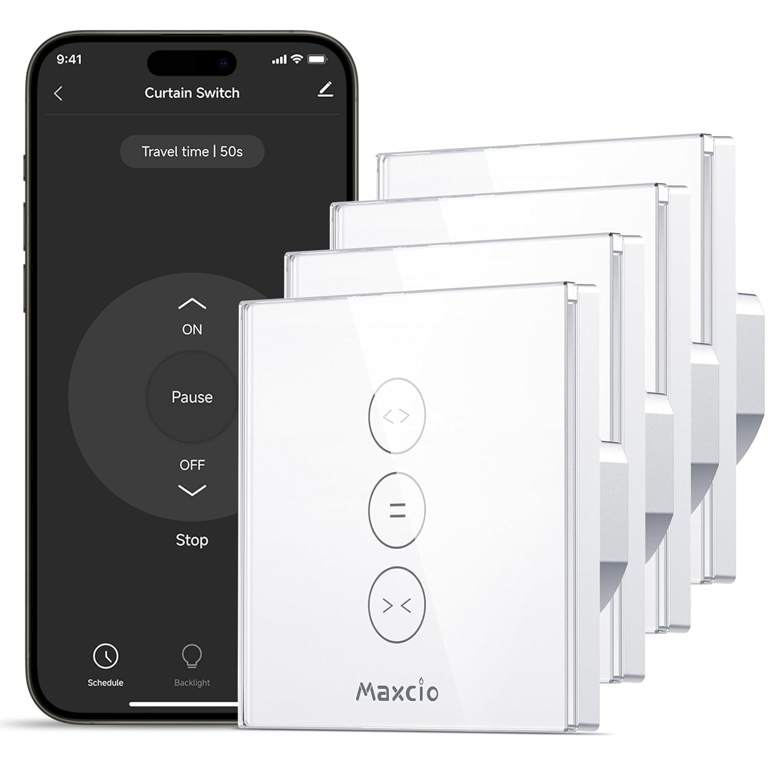 Juego de 4 interruptores de persiana Maxcio WLAN Touch Timer Alexa compatible con Google Home