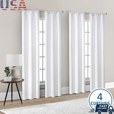 4 Pack Blackout Curtain Panels Set Light Filtering Rod Pocket Machine Washable