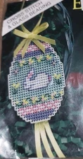 June Grigg Designs Bunny Easter Egg Counted Cross Stitch Glass Beading Kit K-303