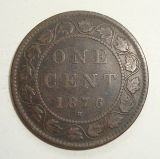 1876 H CANADA ONE 1 CENT VICTORIA LARGE PENNY COIN