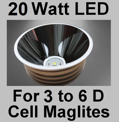 MAG-LITE MAGLITE LED UPGRADE Conversion 20 Watt Bulb for 3 4 5 6 D cell Torch 3000 Lumens