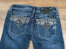 MISS ME Skinny Blue JEANS  Girls 14  JK590952  Flap Bling Pockets