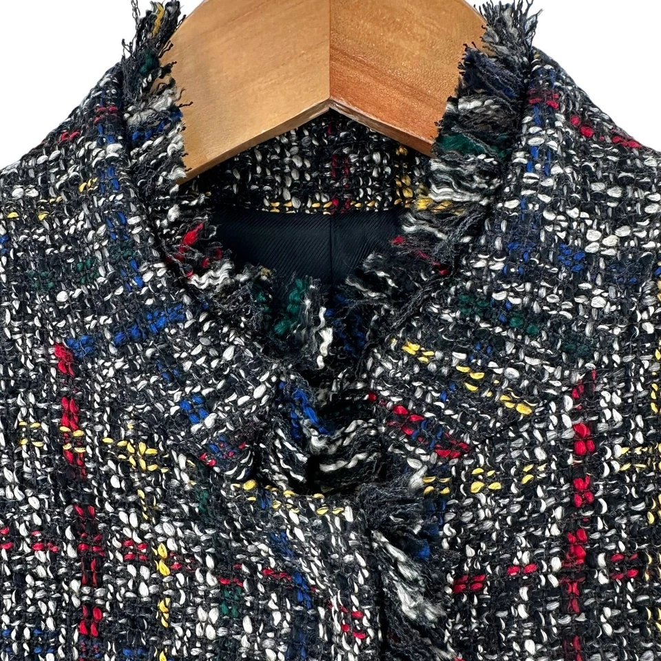 J. McLaughlin Black/Multicolor Walden Tweed Coat Size Large Long Jacket - Image 4 of 4