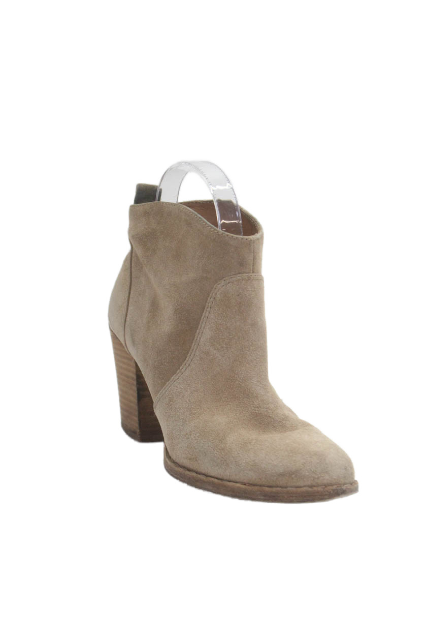 KORS Michael Kors Womens Block Heel Ankle Booties Brown Suede Size 6.5