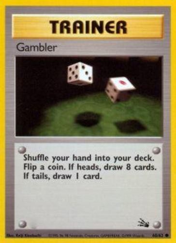 Gambler - 60/62 - Common - Unlimited Edition (Hp) Fossil - Trainer Pokémon