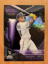 2026 Topps Chrome Black Maximo Acosta Purple Mini Diamond /75 Rookie RC #187