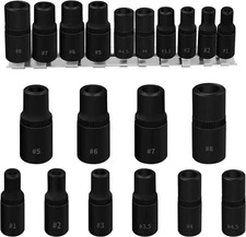 10Pcs Tap Socket Wrench Set (Magnetic), 1/4” & 3/8” Drive External Tap... 