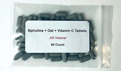 Spirulina Tablets 60 Count Spirulina + Oat + Vitamin C Energy & Immune Support