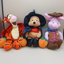 Vintage 2000 Disney Piglet, Winnie the Pooh  Tigger Plushies - Halloween