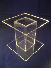 Square Perspex® Acrylic Cake Separator Single Stem Hollow 6" High Clear Stand