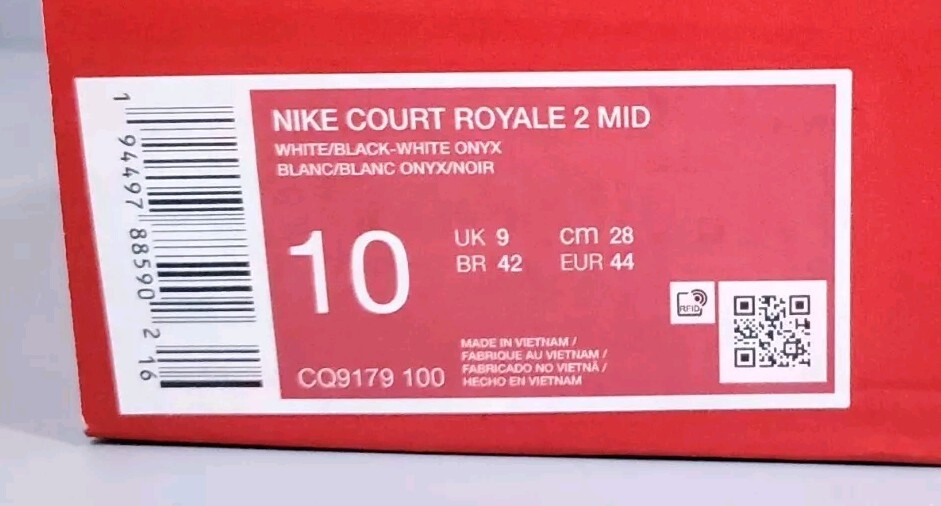 Men's Nike Court Royale 2 Mid Sneakers White/Black Onyx, Size 10, NEW thumbnail 8