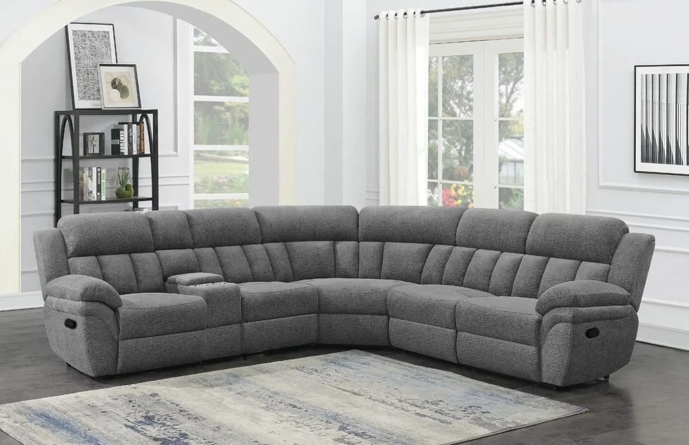 Reclining sectional with console deals