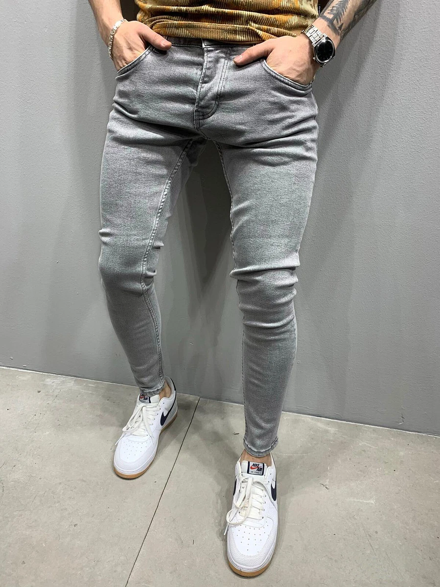 Pantalones Para Hombres De Vestir Elegante Moda Vaquero Rasgados Jeans  Pantalón 