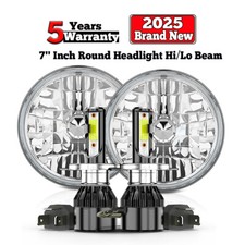For 1953-1977 Ford F100 F250 F350 White 7 Inch Led Headlights Pickup Pair