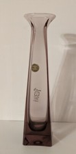 Vtg Collezione Glass Line Purple Crystal  8.75" Vase made in Italy 