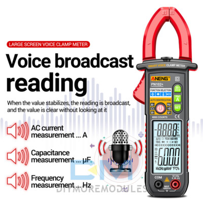 ANENG Smart Digital Clamp Meter Voice Broadcast Multimeter AC/DC Temp Tester