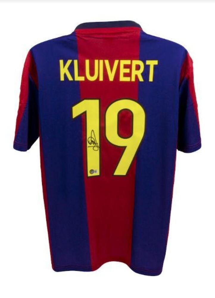 Patrick Kluivert Signed Barcelona FC Nike Style Home Jersey