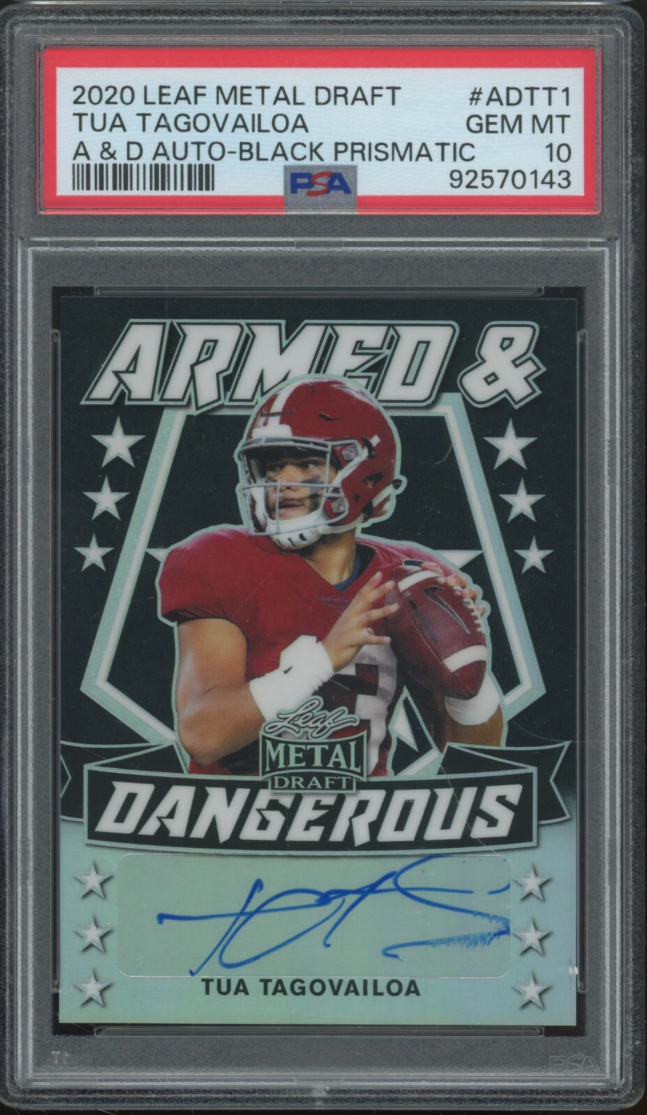 Tua Tagovailoa Leaf Metal Draft Armed & Dangerous Autographs #ADTT1 Black Prismatic