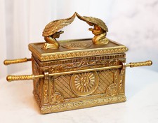 Golden Ark Of The Covenant With Cherubim Angels Decorative Box 9.5"L (1:8 Scale)