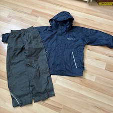 Regenanzug Gr.116 Regenhose Crane Regenjacke Regatta Grau Blau TOP nicht gefütte