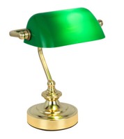 Globo 24917 Antique Bankers Lamp Schreibtisch Leuchte Messing GrüN E14 H24Cm