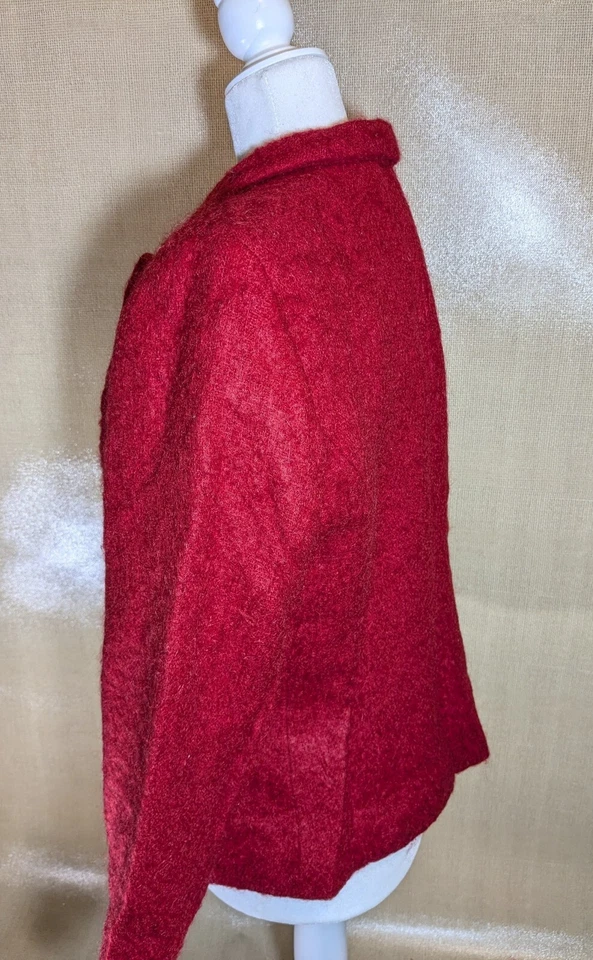 Blazer Harris Wallace New York Rojo Lana Mohair Talla 14 Foto 4 de 4
