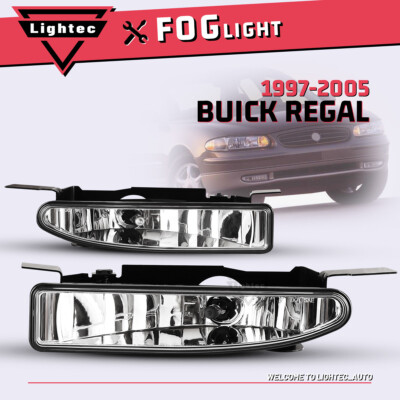 For 1997-2005 Buick Regal Century Fog Lights Pair Driving Bumper Lamp Clear Lens