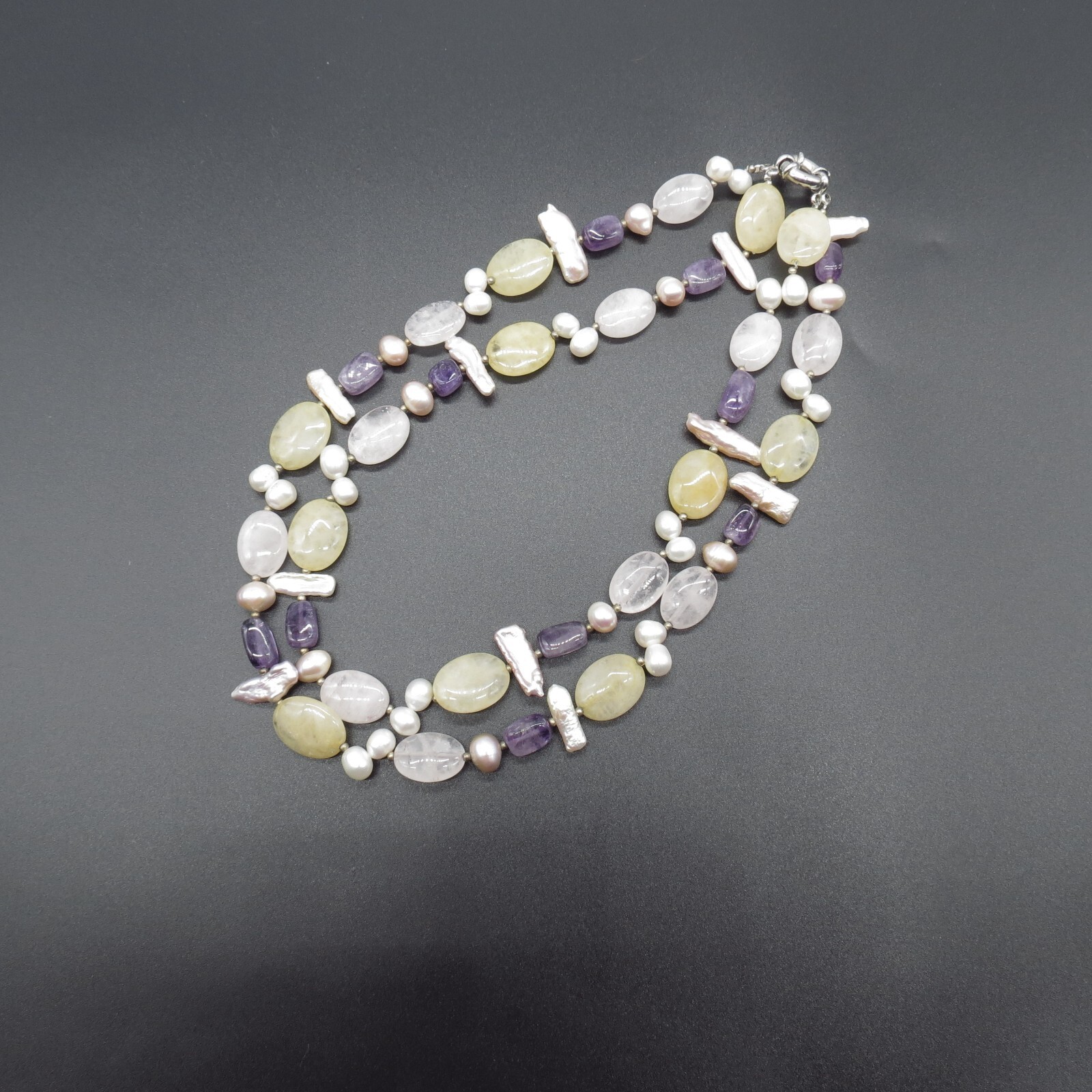 Assorted Gemstone Statement Necklace Amethyst, Ro… - image 7