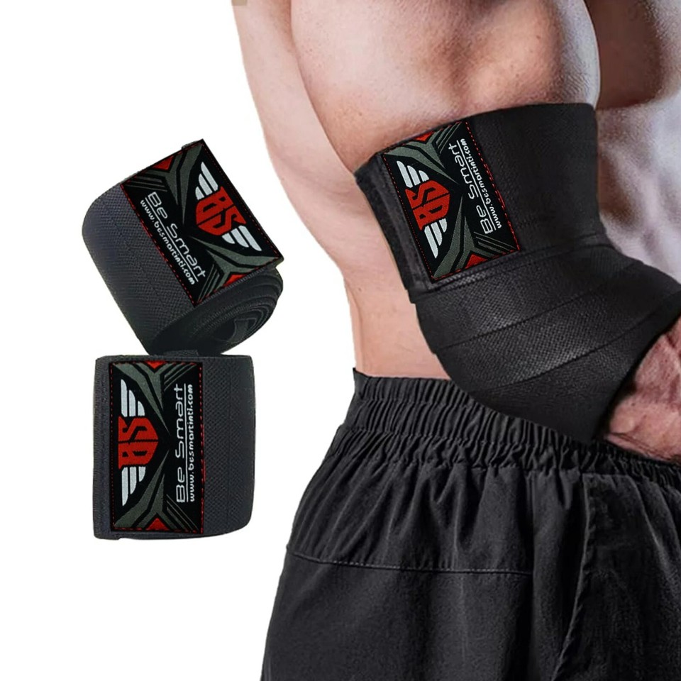 HEAVY DUTY ELBOW SLEEVES SUPPORT WRAPS STRAPS GYM POWER WEIGHT LIFTING ...