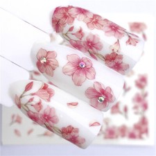 Multicolor Pink Flower PVC Nail Art Decoration Stickers #031-3116
