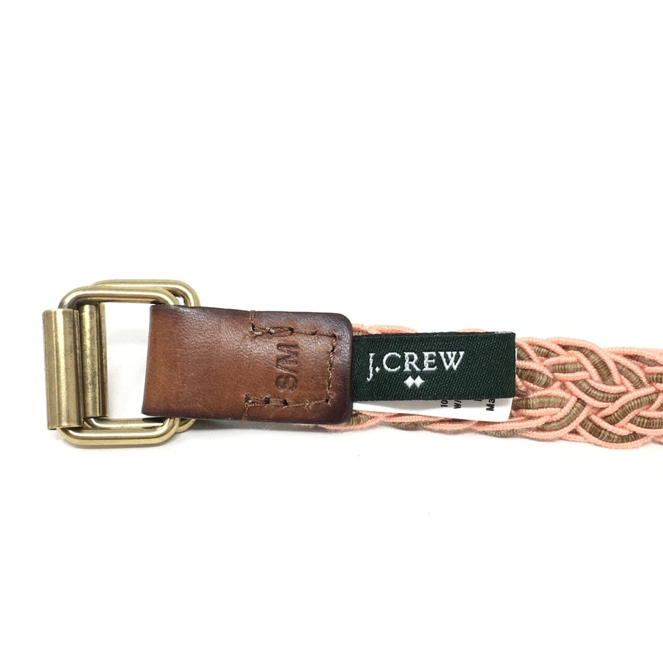 NUEVO J Crew Cinturón Ajustado Mujer Talla S/M Pequeño Mediano Rosa Verde Tejido Trenzado Foto 4 de 4