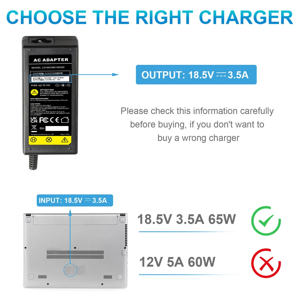 65W AC Adapter Charger for HP Notebook 2000 2000-2d60dx 2000-2d19wm 369w 329wm - Image 3 of 4