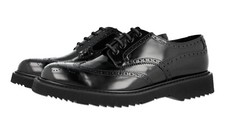 LUXURY PRADA DERBY BUSINESS SHOES 2EG008 BLACK LEATHER NEW US 12 EU 45 45,5