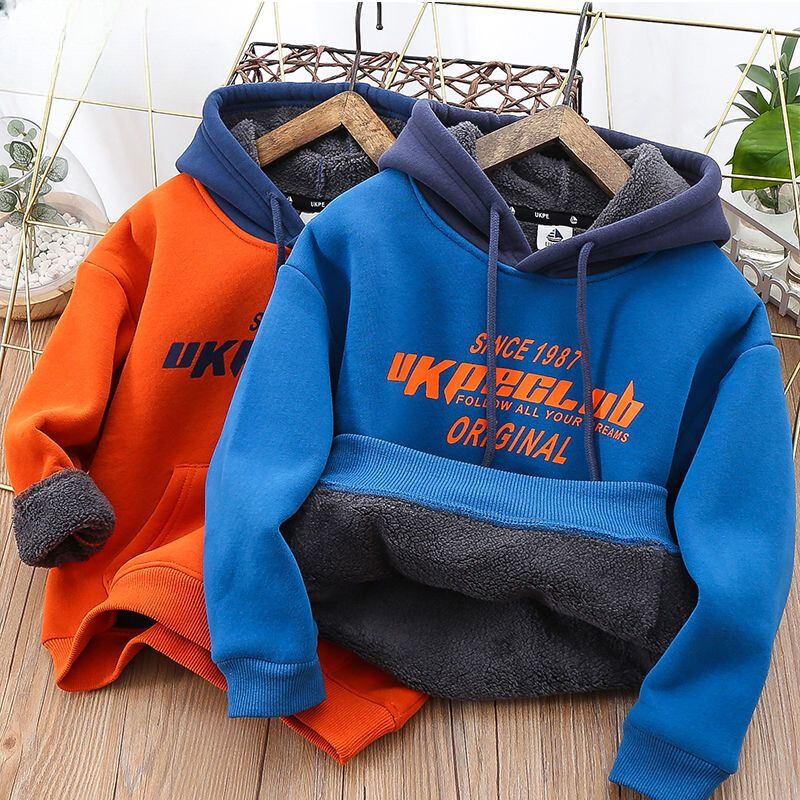 Hot Sell Sweatshirt Children's Wool Lined Hoodie Padded Top Bottom Shirt New US - Image 3