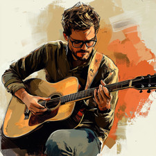 Wall decal sticker guitar player wall sticker 18x18 cm large