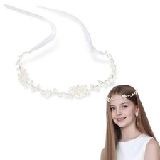 1 Pc Flower Girl Hair Accessory Bridal Pearl Flower Headpiece Headband Weddin...