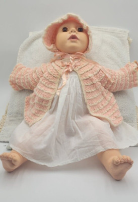 '84 Hasbro Judith Turner Real Baby Doll H44 No wig Starlet Dot Dress Vtg Sweater
