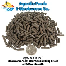 PRO-GROWTH Enhanced Blackworm / Beef Heart Mix Sticks Cichlids, Discus, ALL Fish