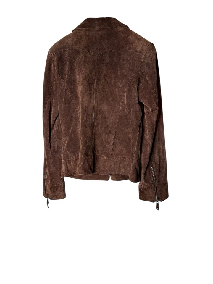 Pamela McCoy 麂皮绒棕色西部摩托车摩托车经典中性棕色夹克 Sm — 第 3/4 张图片